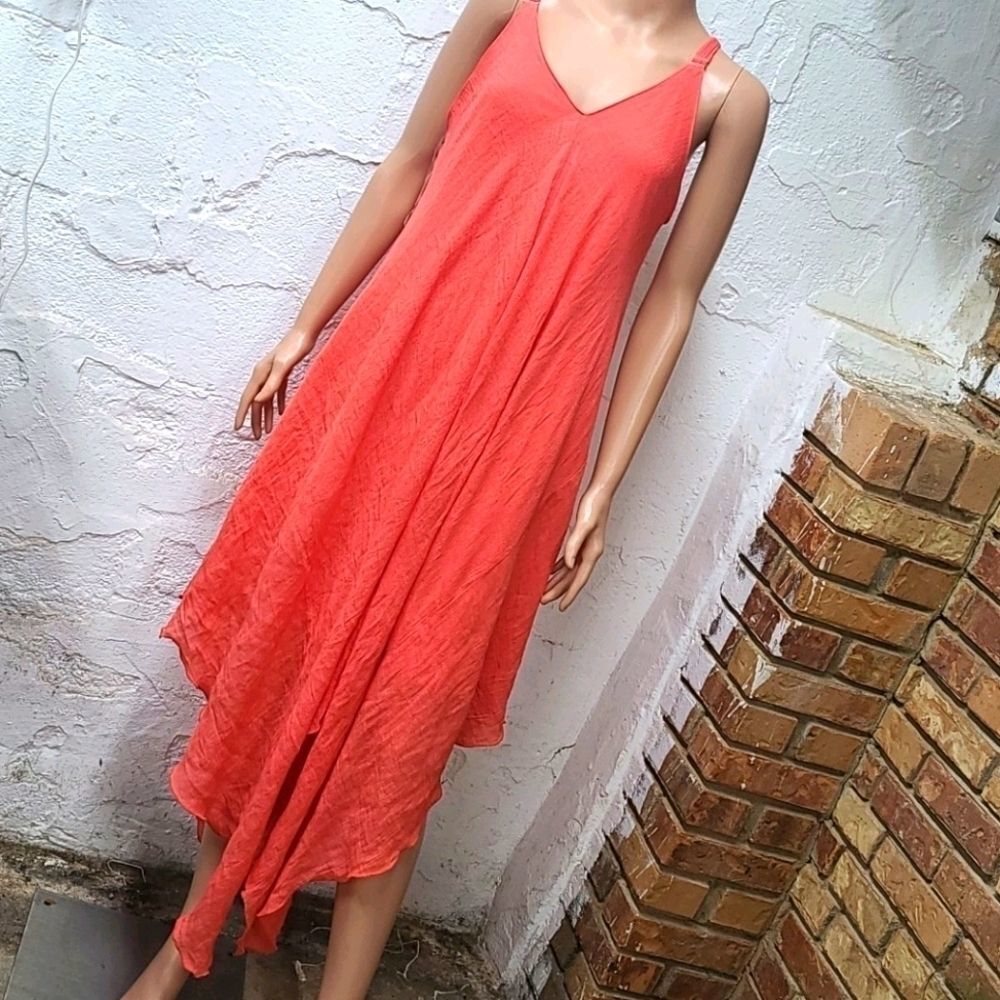 Mlle Gabrielle coral sleeveless flowing dress